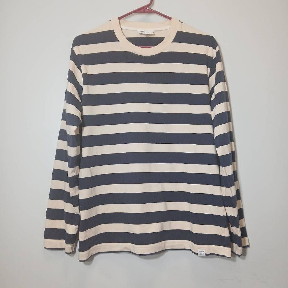 Norse projects mens medium 100% cotton crewneck sweatshirt cream navy blue
